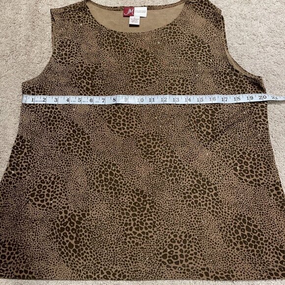 JM Collection Ladies 2 Piece Tank & Shirt Set Size Large Leopard Stretch Sparkle - Picture 11 of 12